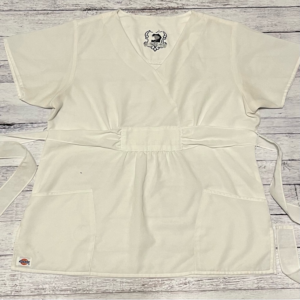 Dickies White Wrap Medical Scrub Top